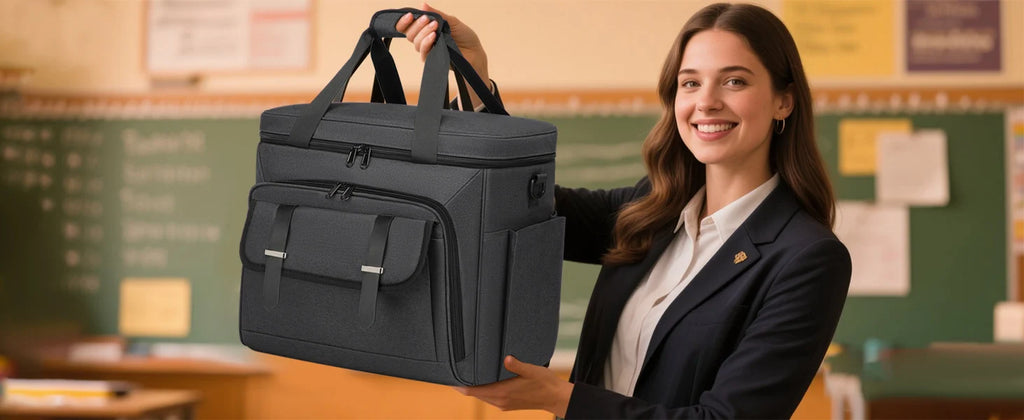 Rolling Teacher Tote Bag with Wheels — 15.6" Laptop Trolley for Teachers & Commuters