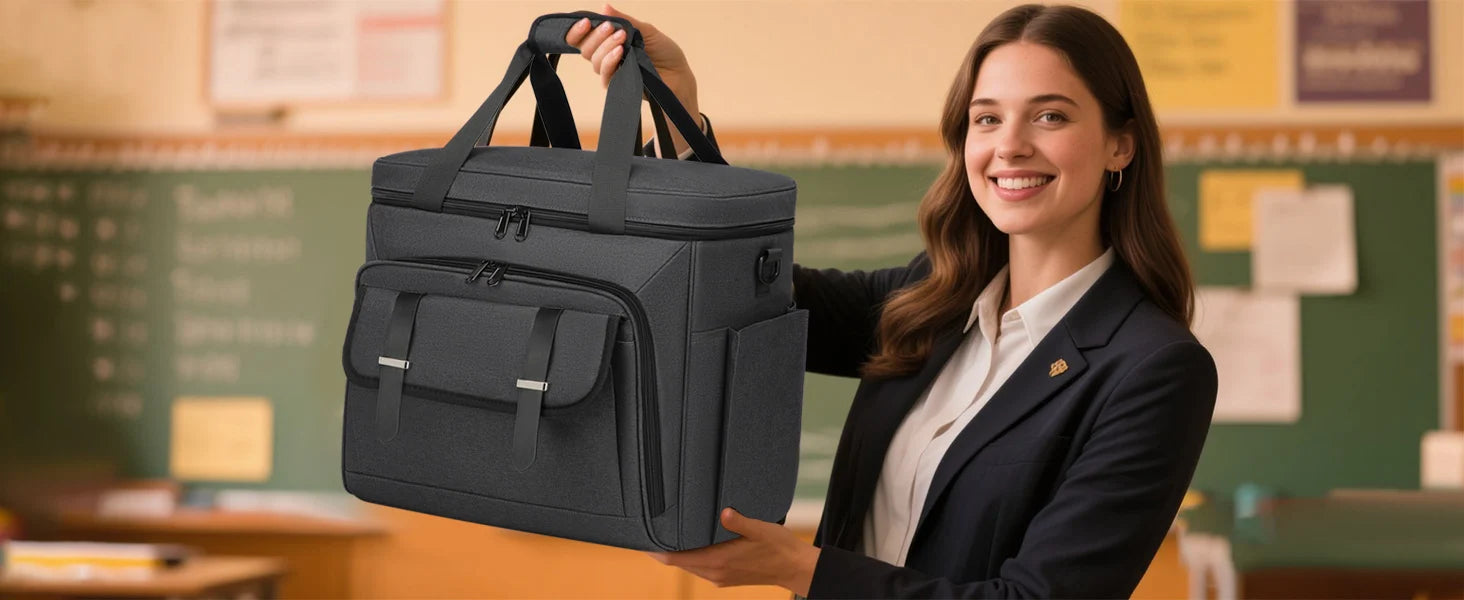 Rolling Teacher Tote Bag with Wheels — 15.6" Laptop Trolley for Teachers & Commuters