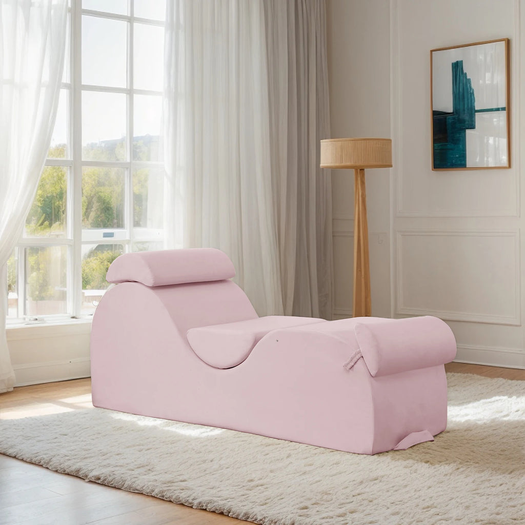 Velvet Yoga Chaise Lounge with Adjustable Footrest