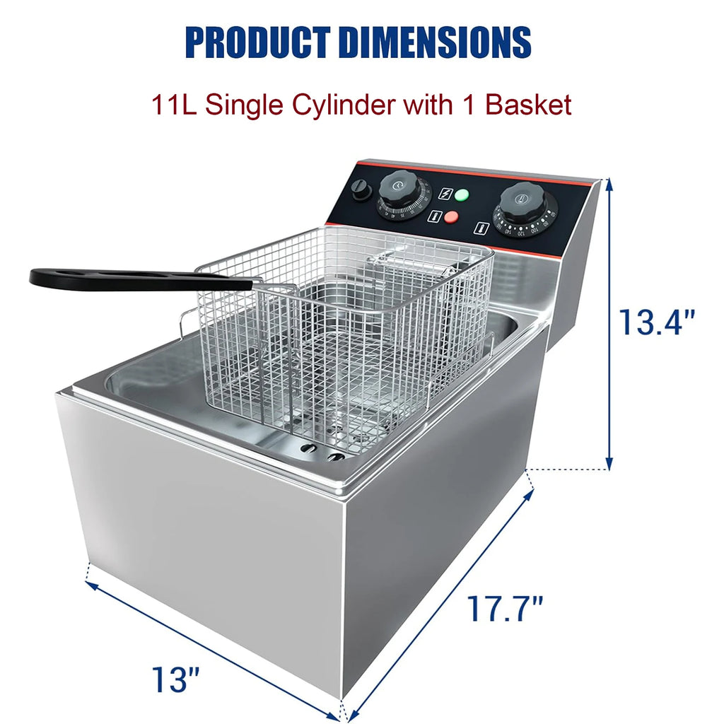 Commercial Electric Deep Fryer with Baskets – Stainless Steel Adjustable Temperature for Home & Restaurant