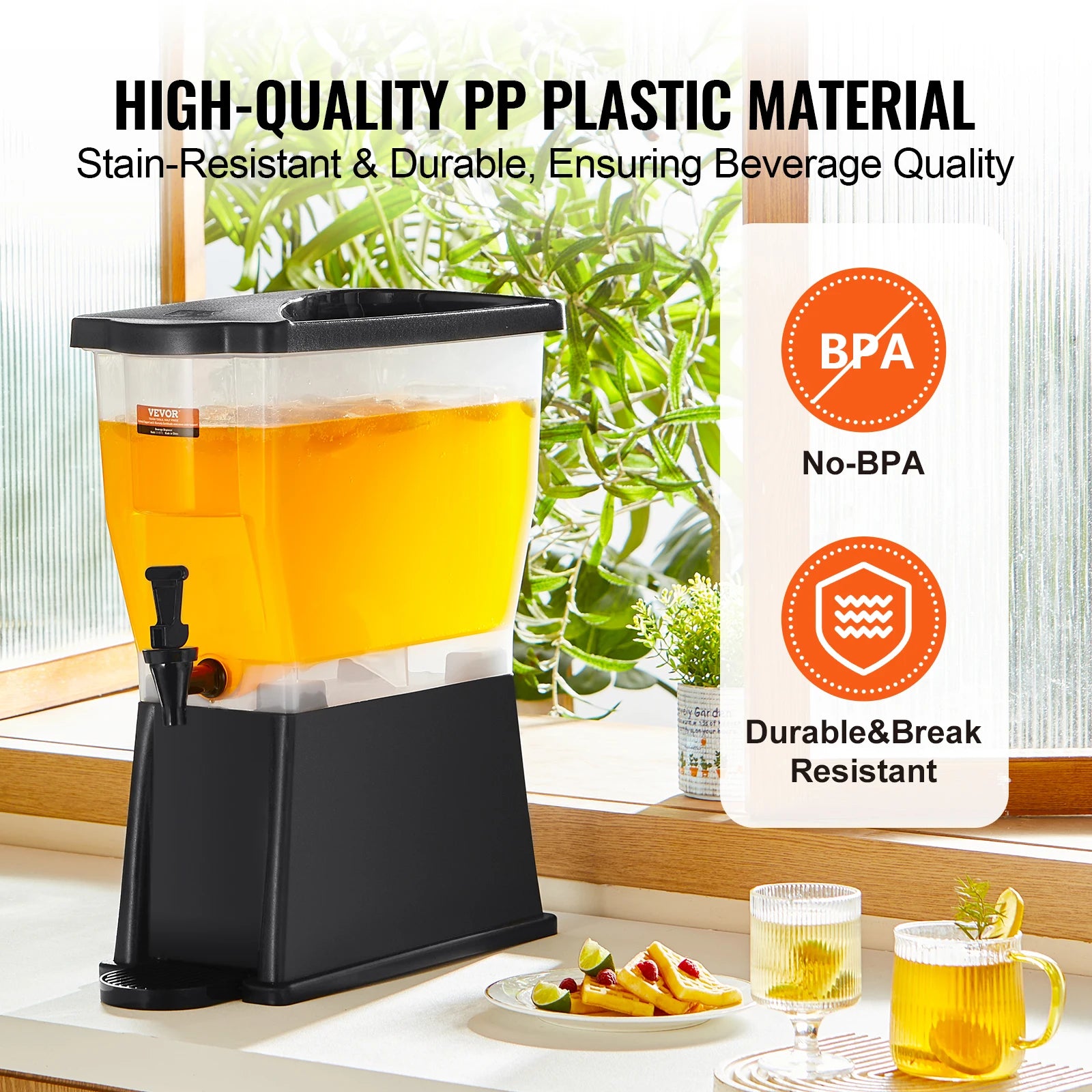 3-Gallon Beverage Dispenser — Plastic Drink Dispenser with Stand, Spigot & Lid for Parties