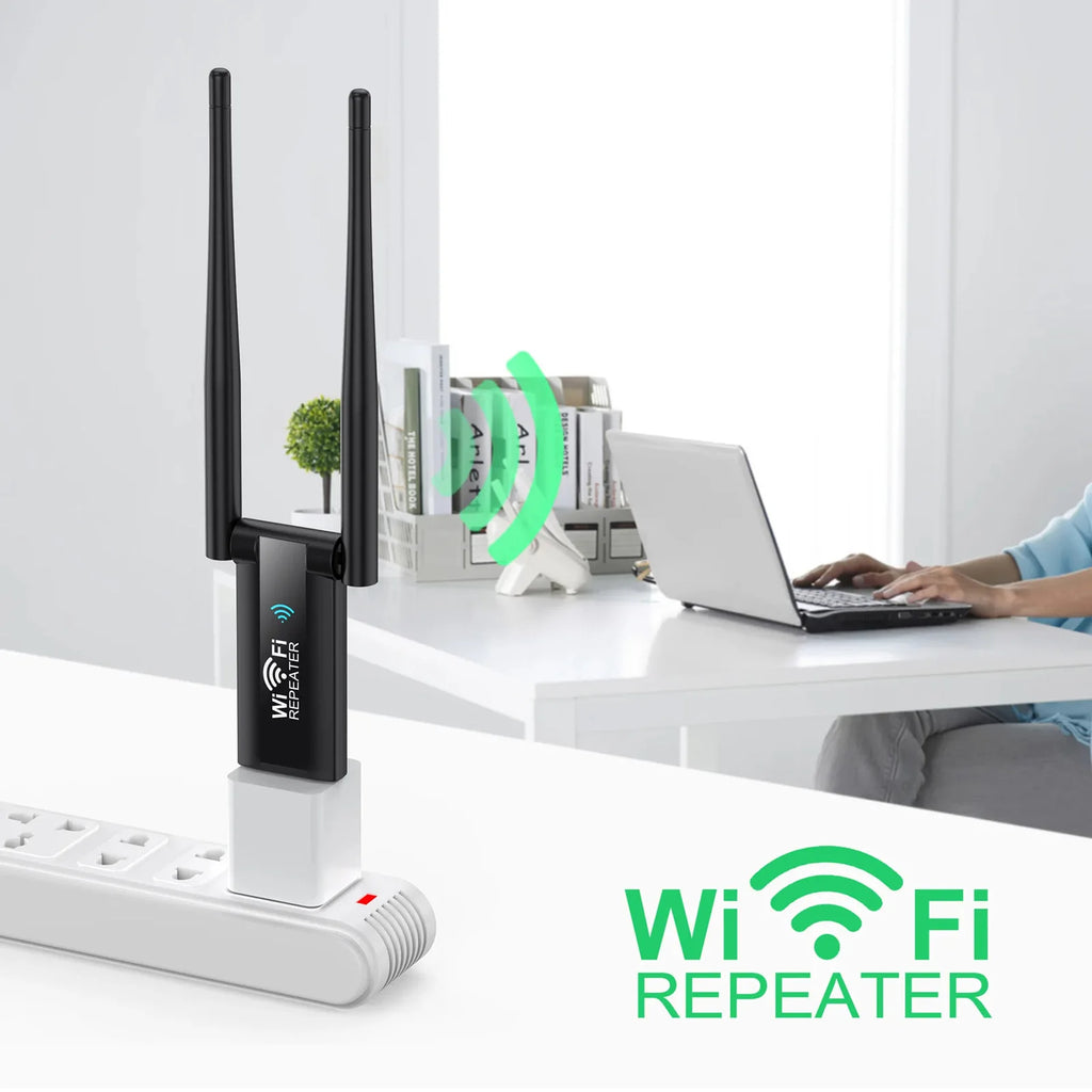 Stronger Signal. Every Room. — 2.4G 300Mbps USB WiFi Repeater & Signal Booster | Plug & Play, Long Range Extender, Home Network, CE Certified