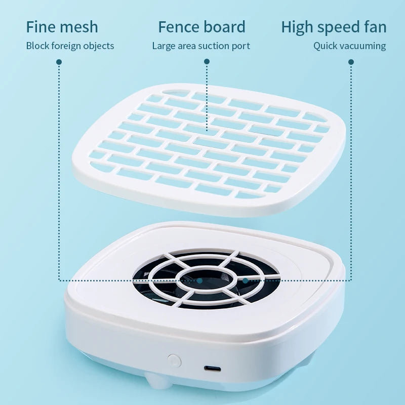 Mini Nail Dust Collector Extractor Fan – USB Powered Manicure Vacuum with Paper Filter