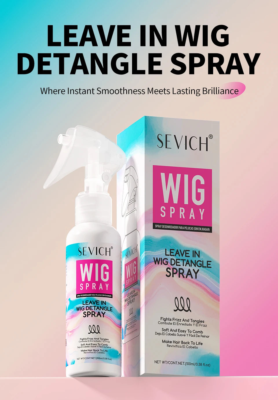 SEVICH Professional Wig Hair Care Products Wig Smoothing Keratin Hair Mask Oil Control Deep Cleansing Wig Shampoo Wig Care Spray