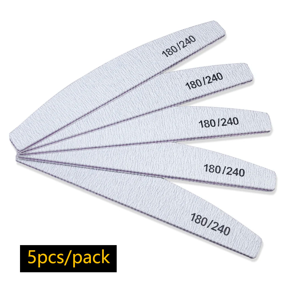 Nail File Buffer 100/180 Grit – Double-Sided Half Moon Sandpaper Nail Sanding & Manicure Tool