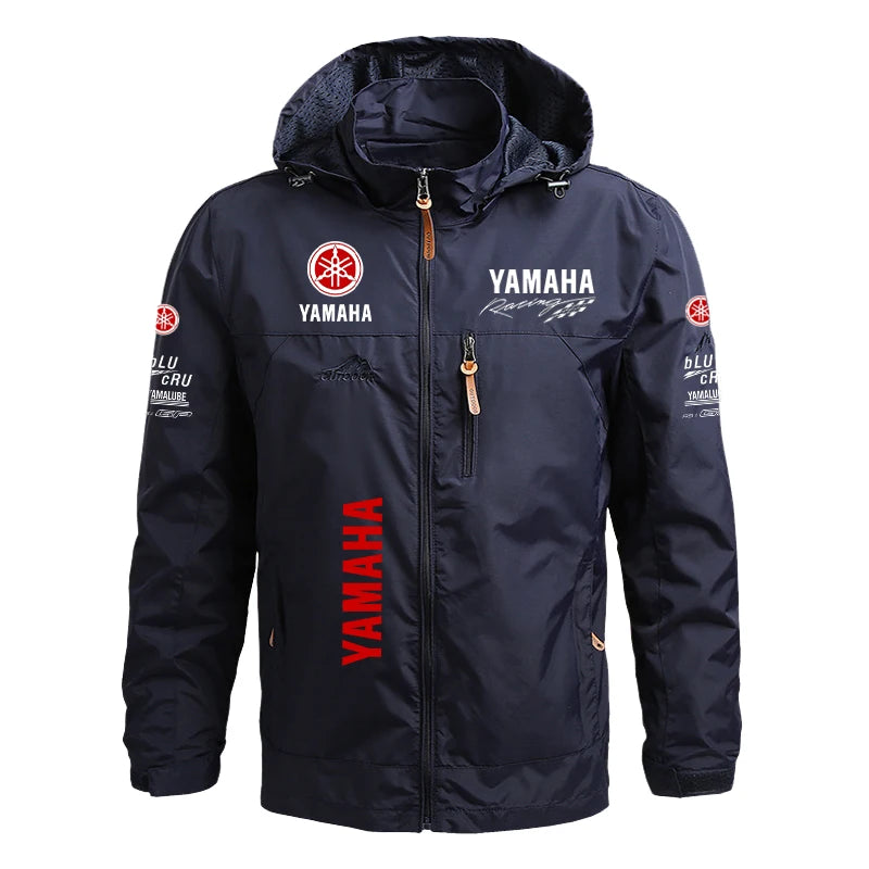 Yamaha Men's Motorcycle Tactical Jacket — Windproof Waterproof Hooded Moto Biker Coat
