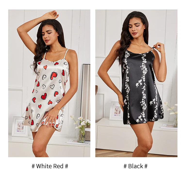 Silk Suspender Mini Nightdress — Sexy Spaghetti Strap Sleepwear
