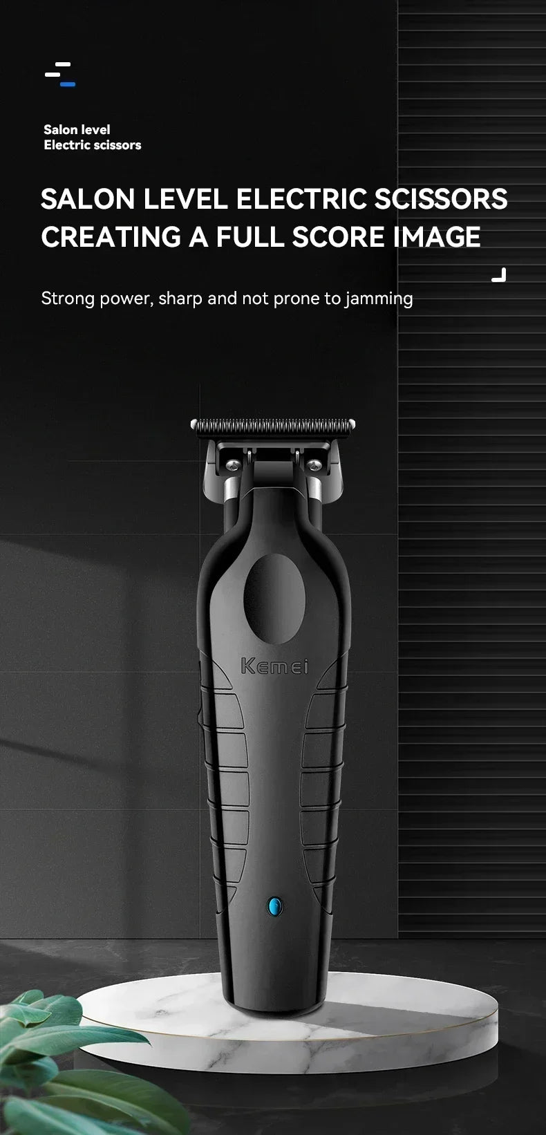Kemei KM-2299 Cordless Hair Clipper – USB Fast Charge, 180-Min Runtime, Auto Power Adjust
