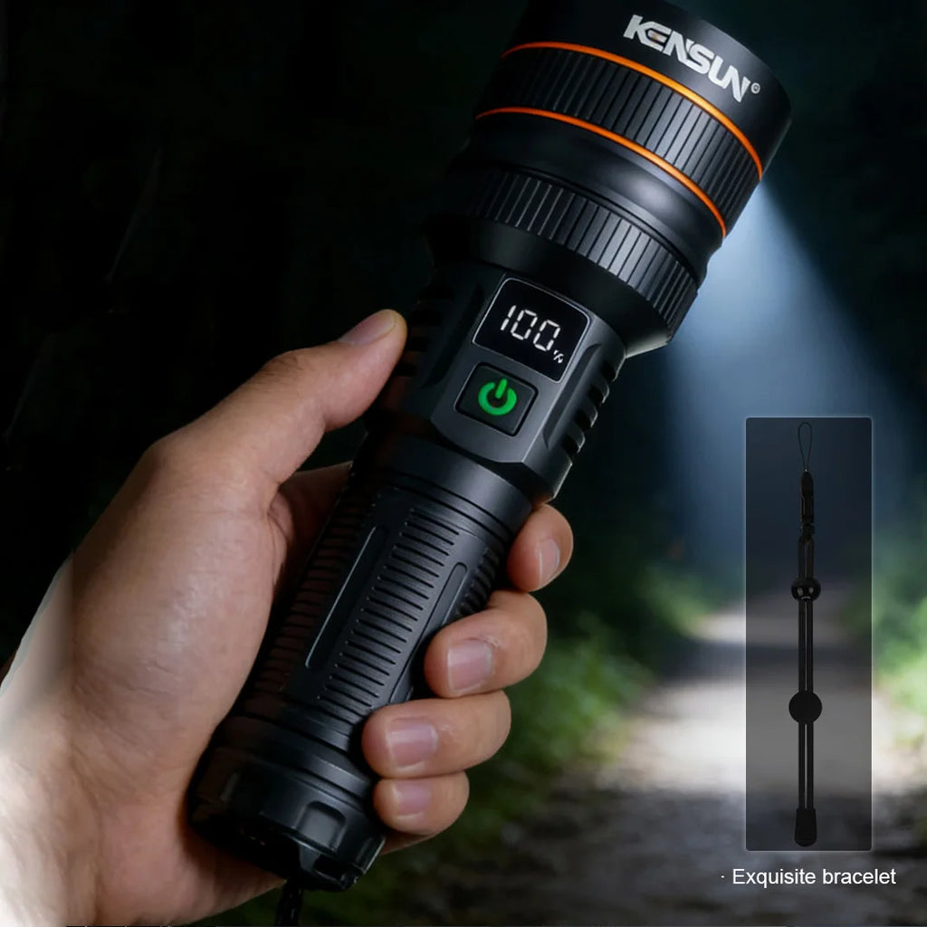 2500 Lumen Long Range LED Flashlight – IPX7 Waterproof, Type-C, 5 Modes, Power Bank Function