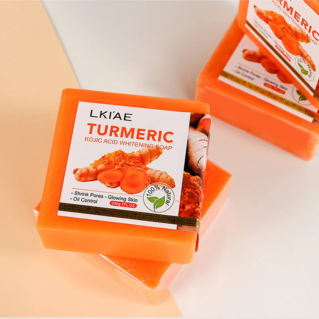 AILKE Organic Turmeric Whitening Soap Bar – Kojic Acid & Lemon for Acne, Melanin & Dark Spots, 200g