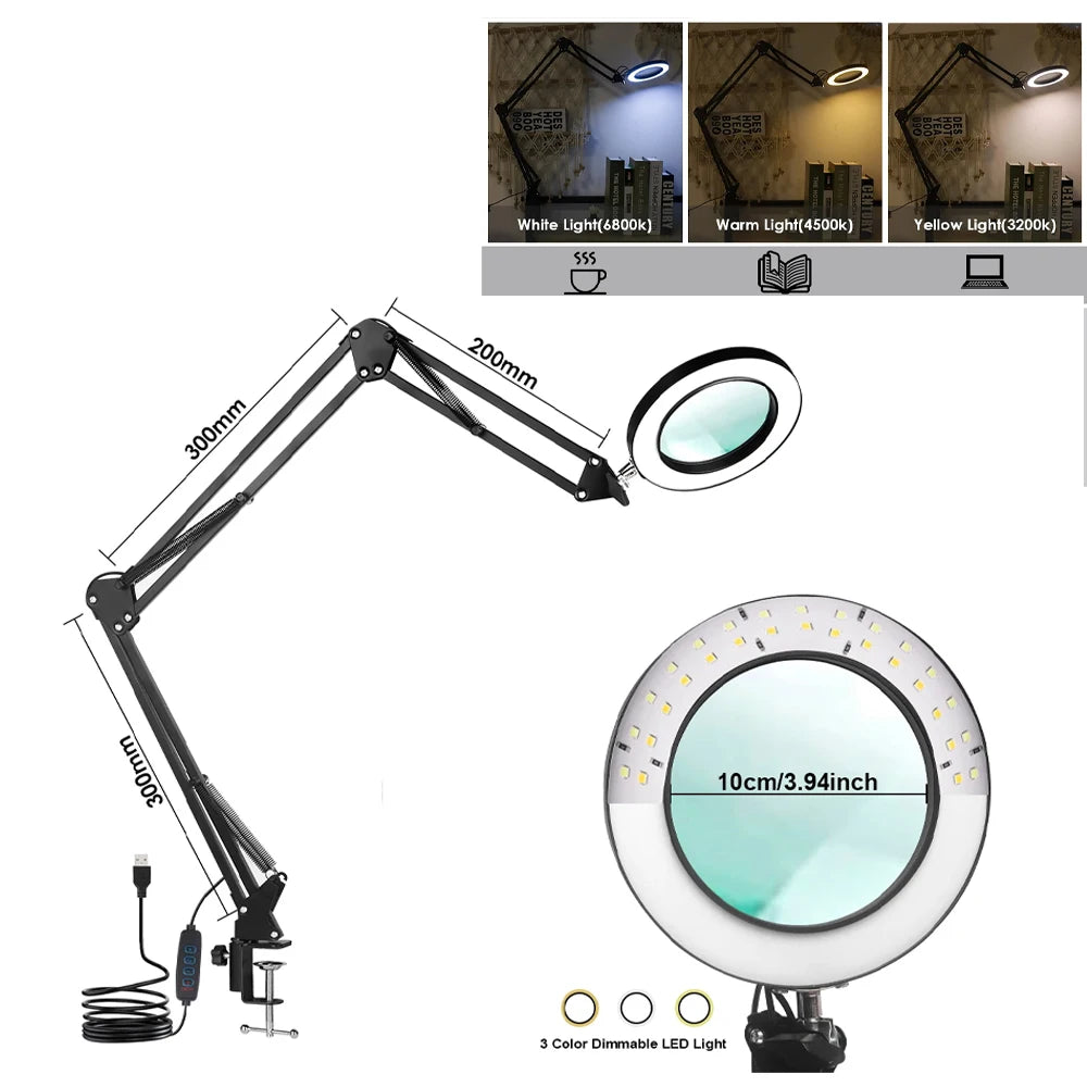 72-LED Illuminated Magnifier with 3-Color Lighting