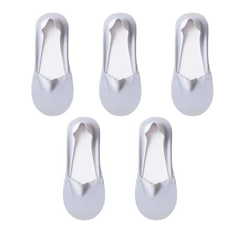 Women's Cotton No-Show Socks – Silicone Grip, 5 Pairs