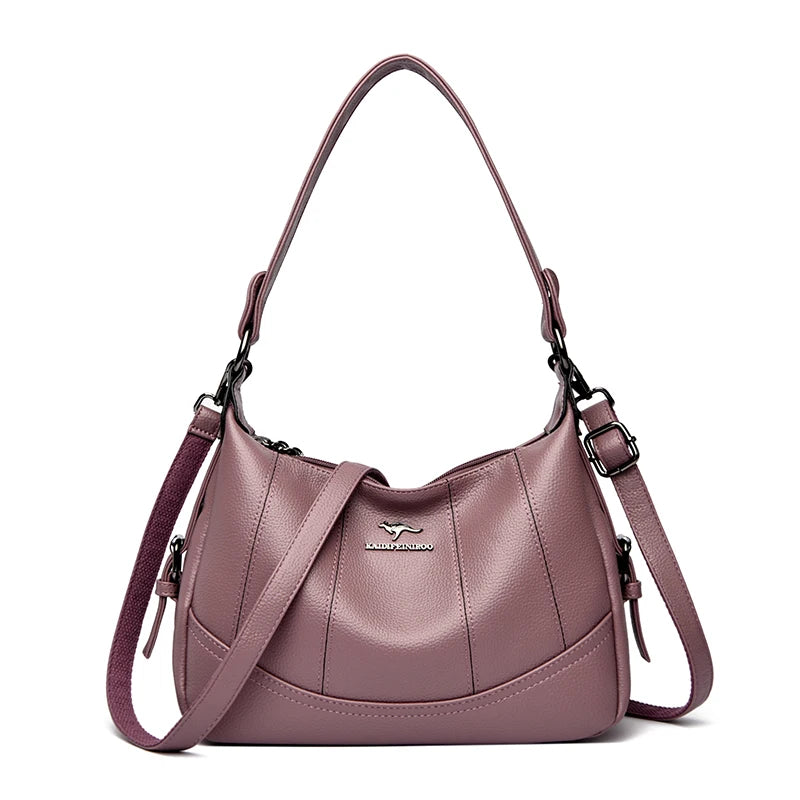 VANDERWAH Genuine Leather Two-Layer Flap Shoulder Bag – Luxury Crossbody Messenger Handbag for Women