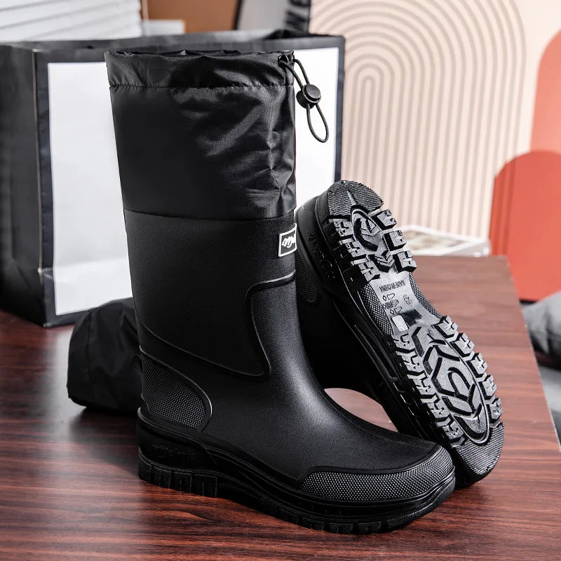 Men's Mid-Calf PVC Rain Boots with EVA Insoles