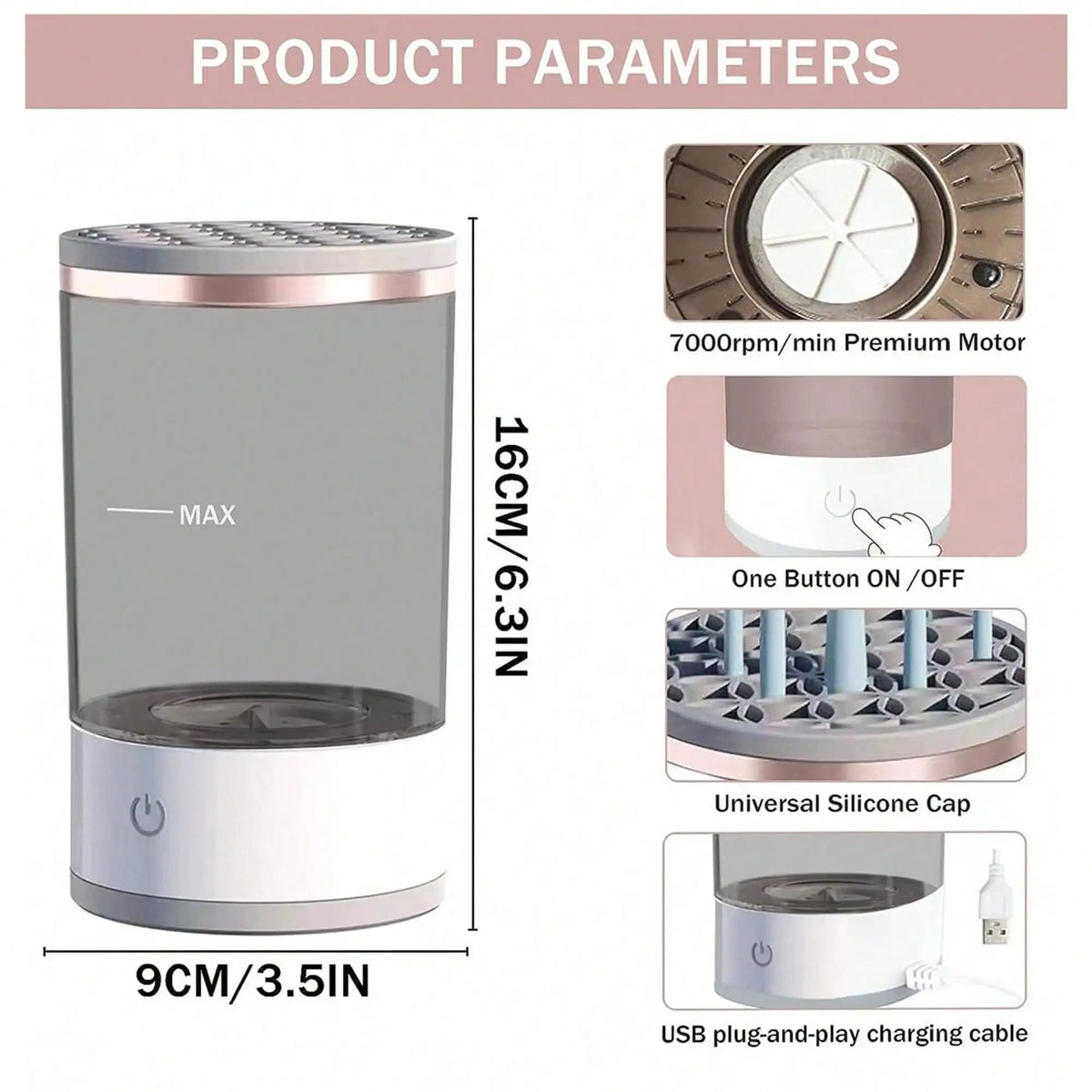 Electric Makeup Brush Cleaner Machine — Automatic Brush Spinner & Dryer for Home & Professional Use