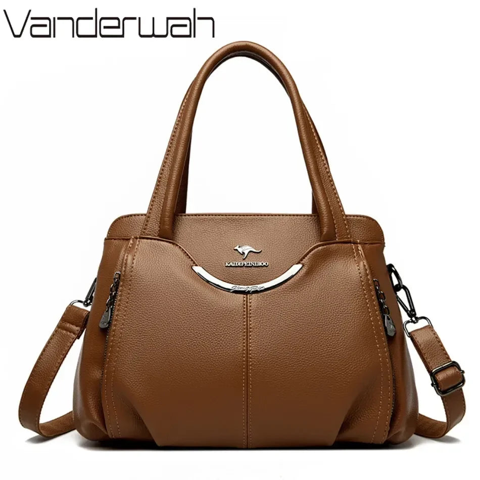Genuine Leather Luxury Tote Crossbody Shoulder Bag – Large Casual Handbag for Women