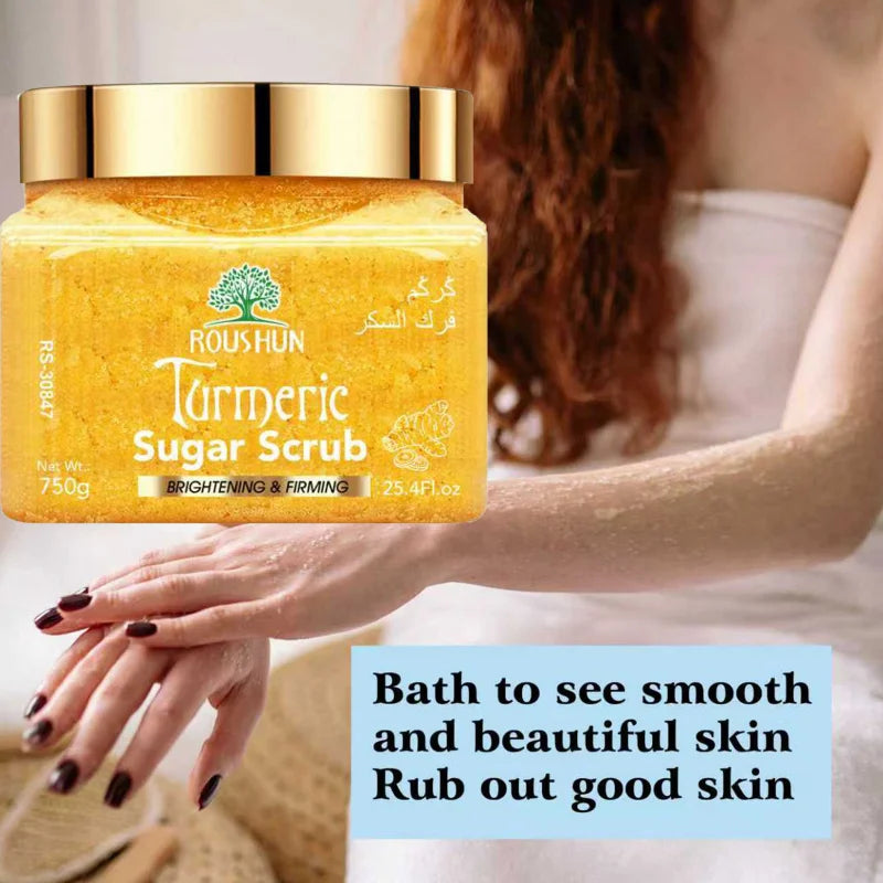 ROUSHUN Turmeric Sugar Scrub 750g – Family Pack Deep Cleansing Body Scrub