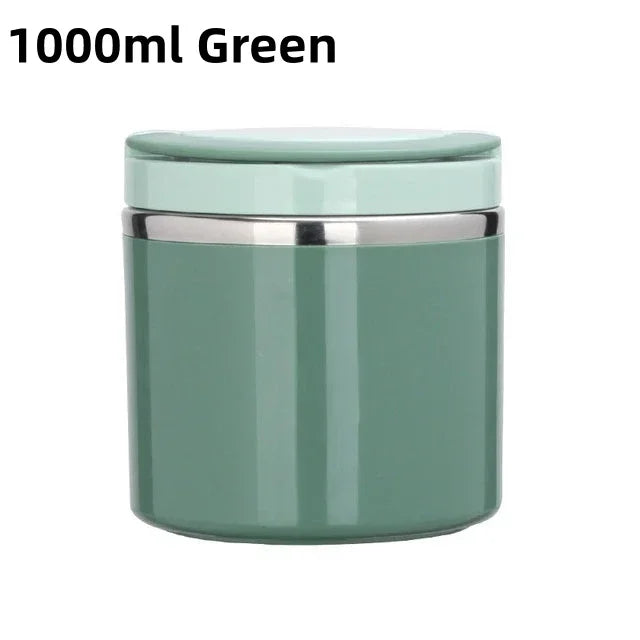 JUSTINLAU 630ml/1000ml Insulated Food Thermal Jar – Stainless Steel Soup Thermos with Bowl Lid, 6–12Hr Hot