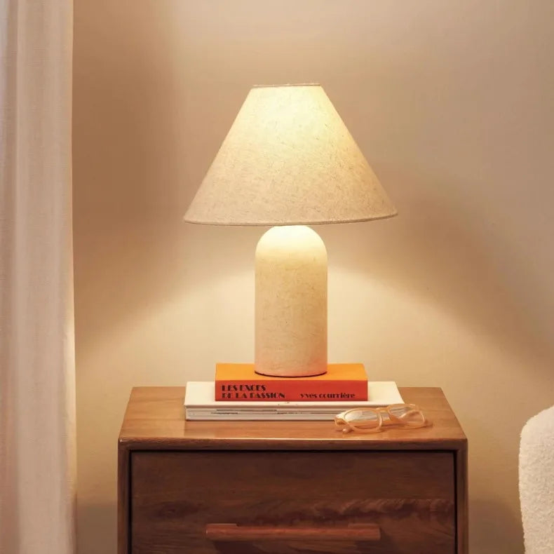 Marble Base Lamp – Tapered Fabric Shade
