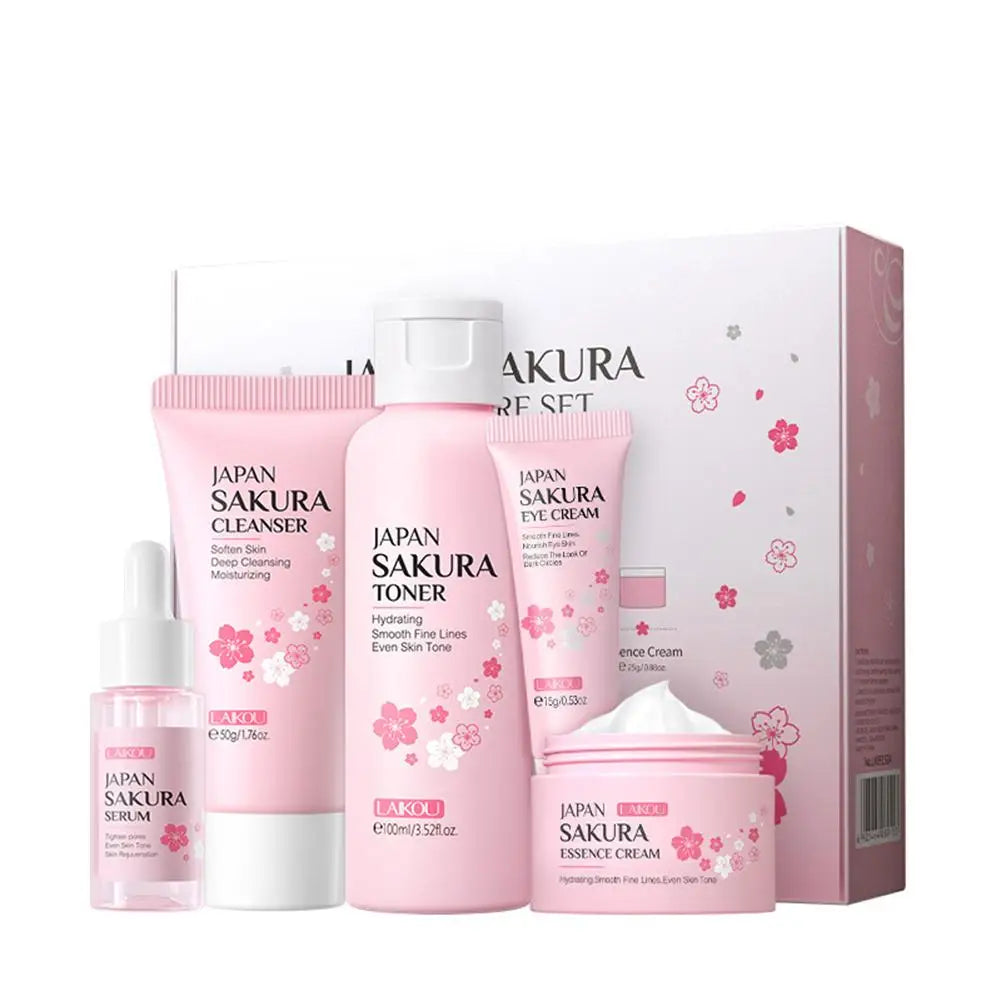 Sakura Skincare Gift Set – 3-Piece Travel Bag or 5-Piece Gift Box for Women