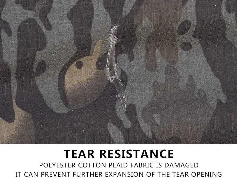 Men's Tactical Combat Suit – Camo Hooded Shirt & Cargo Pants with Pads