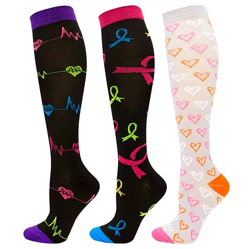 Knee High Compression Socks 20-30mmHg – 3 Pairs for Diabetes, Varicose Veins, Edema, Nurse & Running