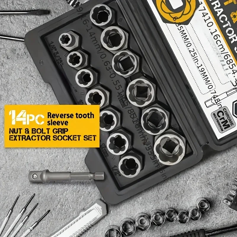 14-Piece Bolt & Nut Extractor Set