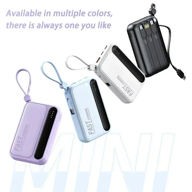 VIVO 500000mAh Power Bank – Built-in 4 Cables Super Fast Charging Portable External Battery 2026