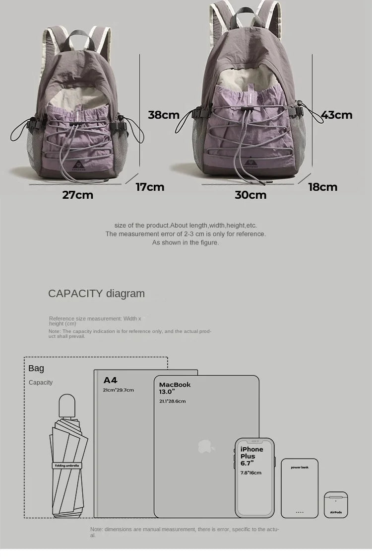 Women's Nylon Outdoor Backpack – Lightweight Hiking & Travel Bag