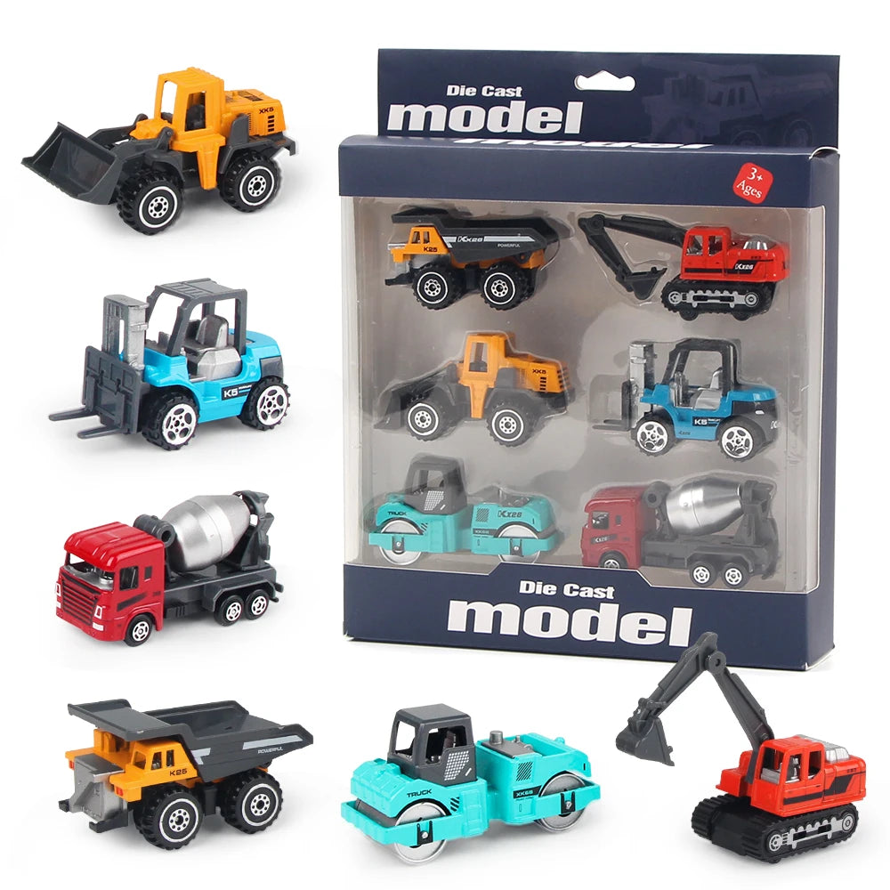 Die-Cast Construction Vehicle Toy Set – 1:64 Alloy Trucks & Excavators