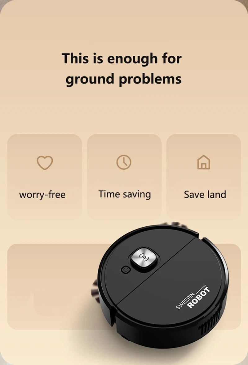 Mini 3-in-1 Robot Vacuum Cleaner — Intelligent Smart Sweeping Robot for Home Floor, Carpet, Dust & Mopping