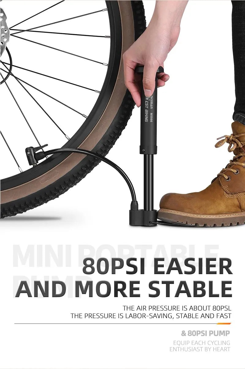 WEST BIKING Manual Bike Tire Pump for Schrader Valves