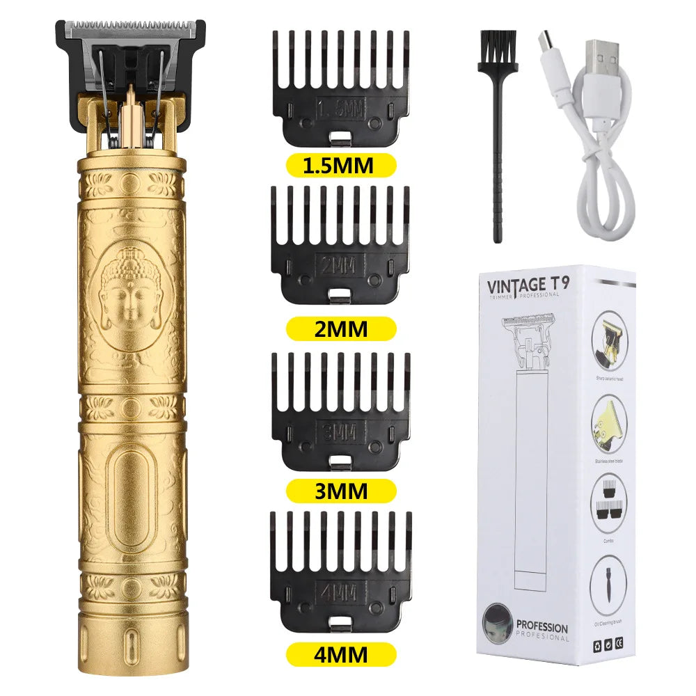 FKIV T9 Retro Hair Clipper Set – Wet/Dry, USB Fast Charge, 60-Min Runtime, 100-240V