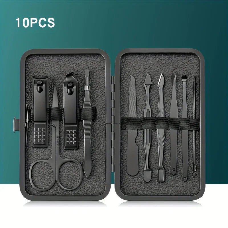 Professional Manicure Set 7-24 Piece – Stainless Steel Fingernail & Toenail Clippers with Leather Case