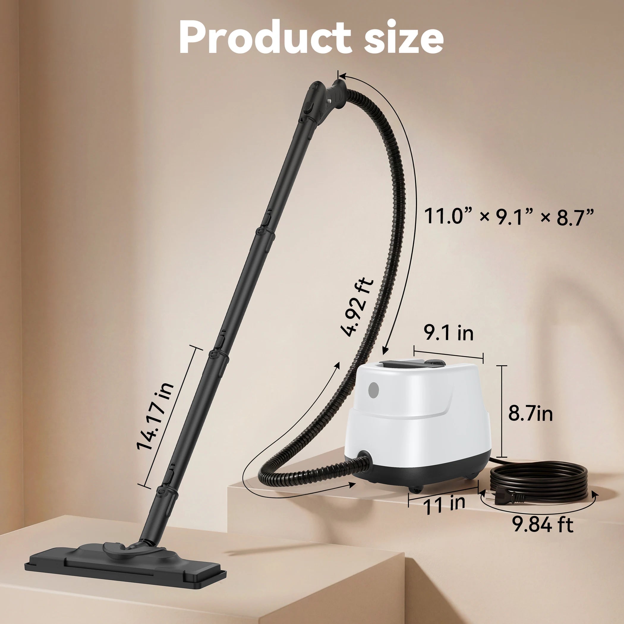 Multi-Surface Handheld Steam Cleaner — 1L Tank, 16 Accessories, High-Temp Deep Cleaning for Home, Kitchen, Car & Tile