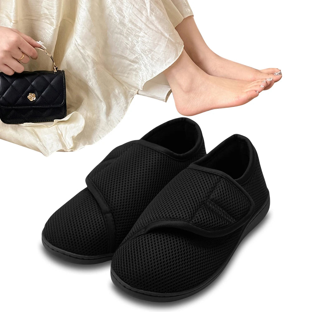 Unisex Wide Diabetic Sneakers – Plush Lining Lightweight Edema Shoes with Hook & Loop for Plantar Fasciitis