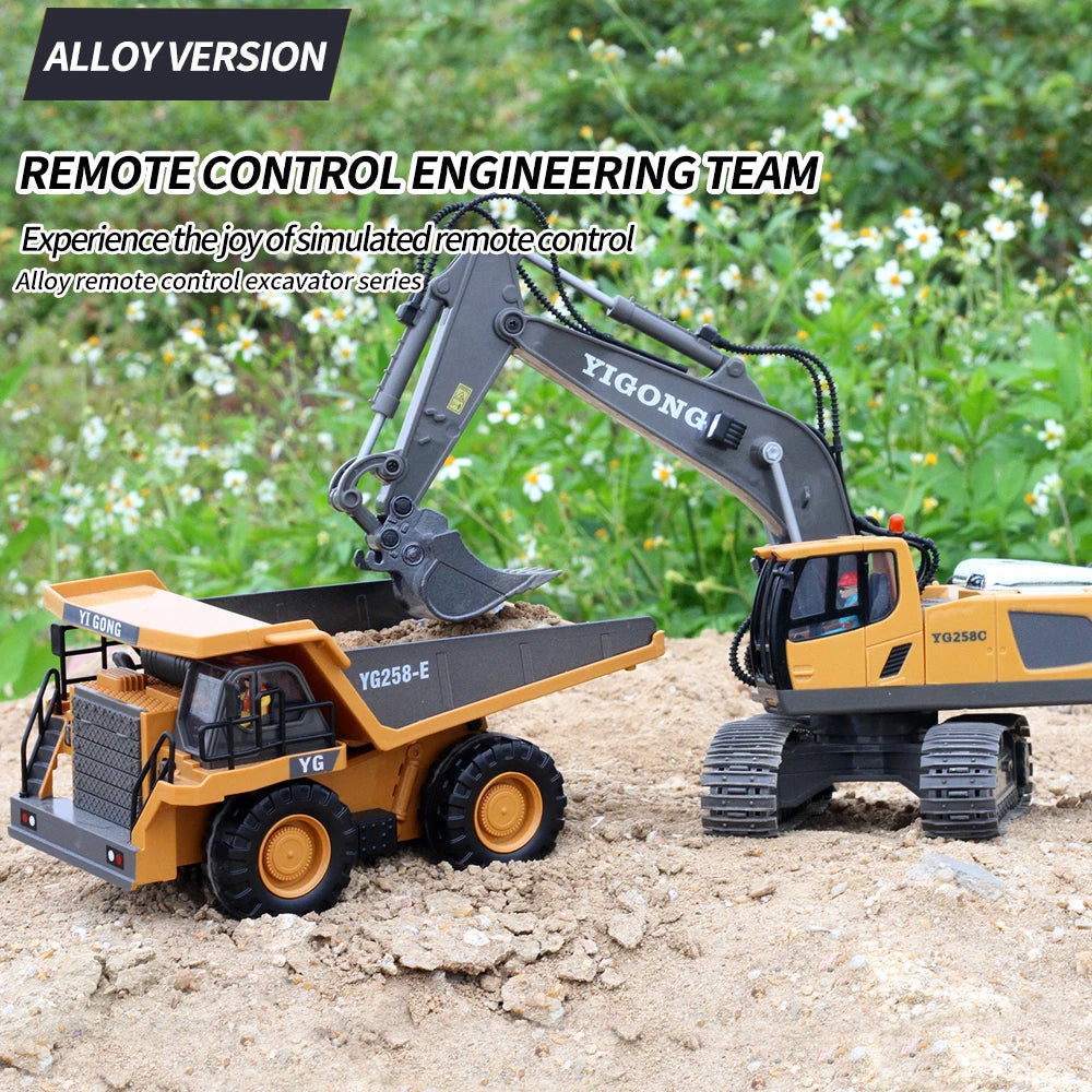 RC Excavator & Construction Toy Set – Remote Control Dump Truck & Bulldozer for Kids