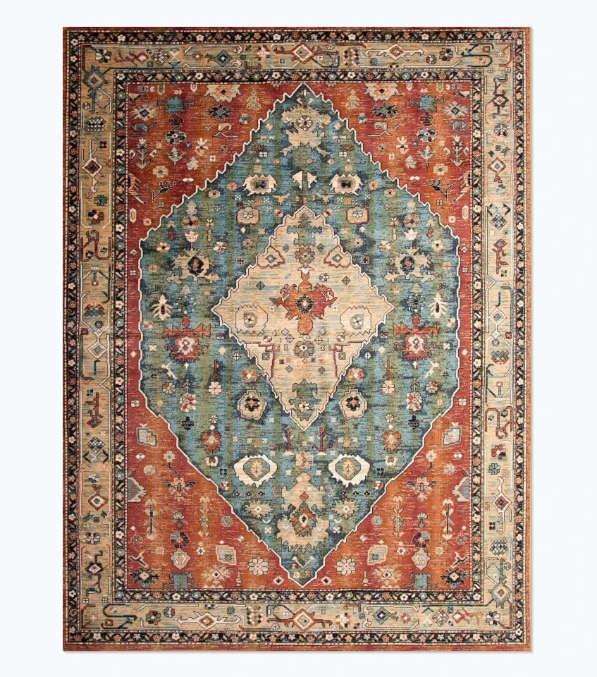 American Retro Style Large Area Rug – Anti-Slip Washable Carpet for Living Room & Bedroom