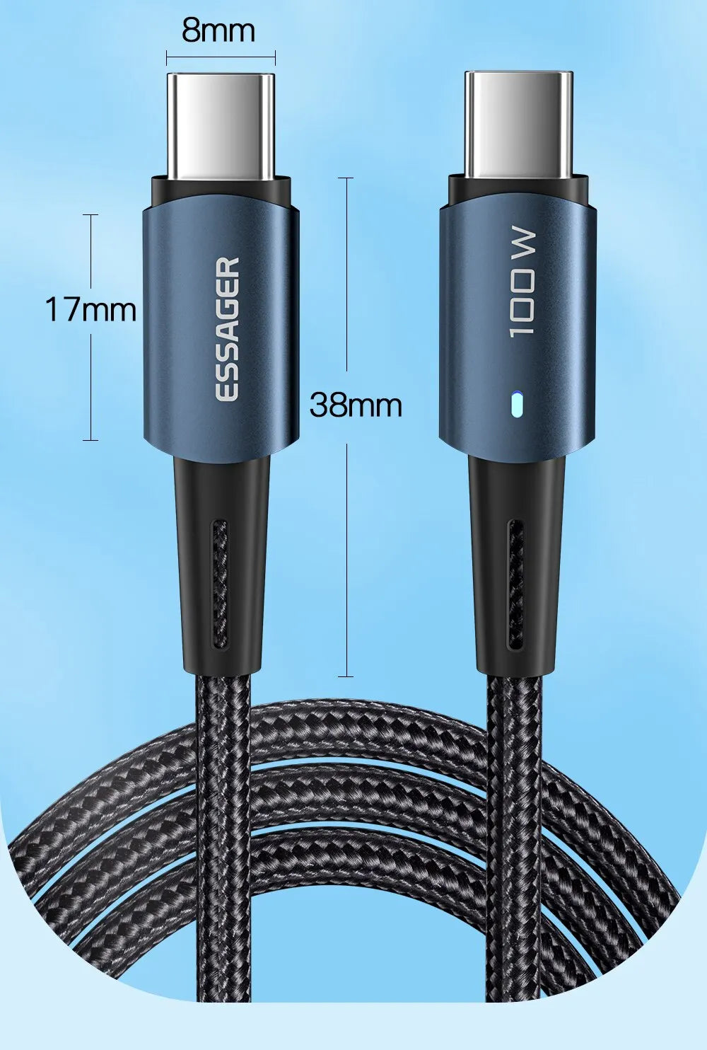 Fast Charge Everything. — Essager PD 100W/60W USB-C to USB-C Fast Charging Cable | 0.25m, 1m, 2m & 3m, Xiaomi, Samsung, Huawei, MacBook, iPad, Black, Blue & Brown