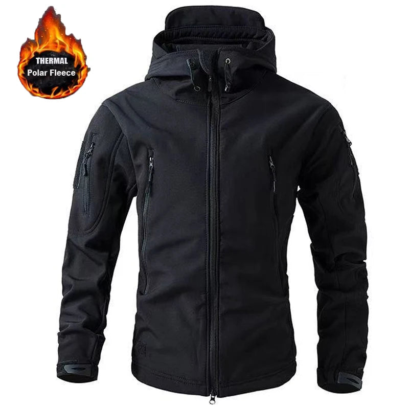 Men's Hooded Softshell Jacket – Multi-Pocket Outdoor Layer