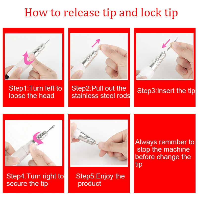 35,000 RPM Electric Nail Drill Handpiece Pen