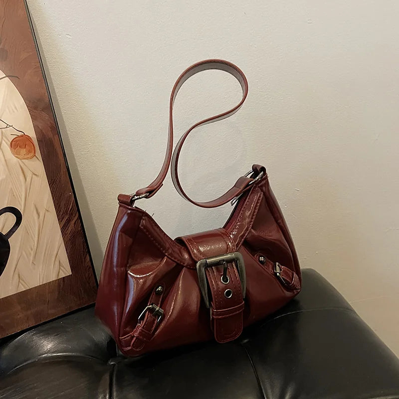 Y2K Retro Pleated Hobo Shoulder Bag – Maillard Style Underarm Clutch for Women