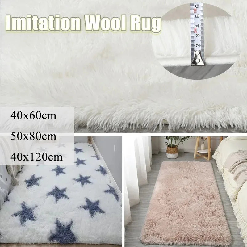 VIKAMA Minimalist Shaggy Silk-Touch Rug – Non-Slip Dirt-Resistant Carpet for Living Room, Bedroom & Study