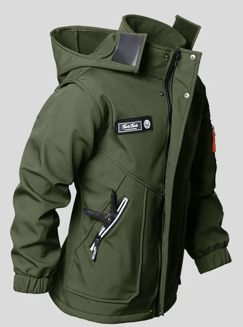 Men's Velvet Thickened Windproof Waterproof Outdoor Jacket & Pants Set – Warm Winter Work Suit