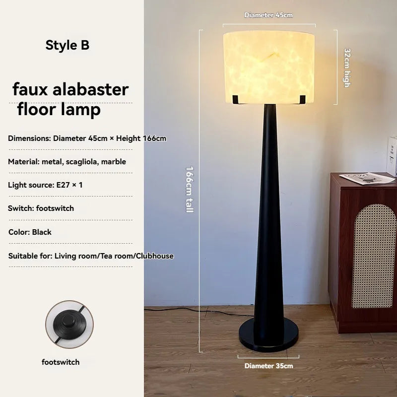 Faux Alabaster Floor Lamp – Warm Marble-Look Shade