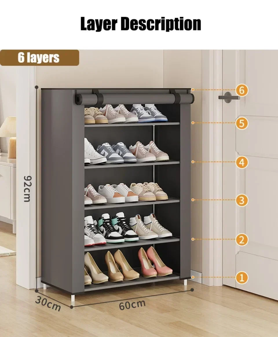 Multi-Layer Dustproof Shoe Rack Cabinet — Entryway Storage