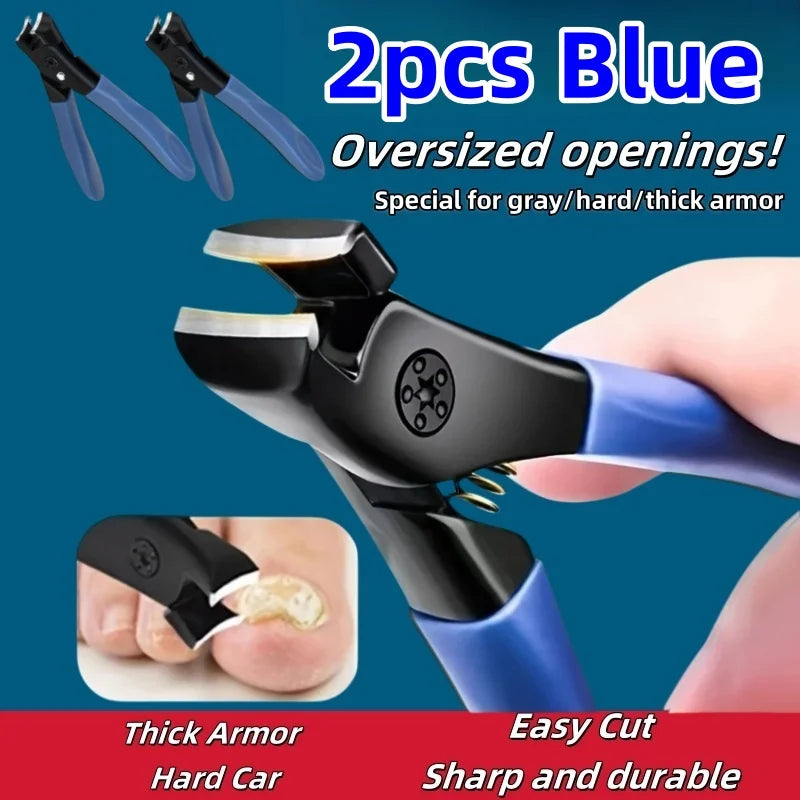 Heavy-Duty Toenail Clippers for Thick & Hard Nails — Wide Jaw Carbon Steel 2-Pack