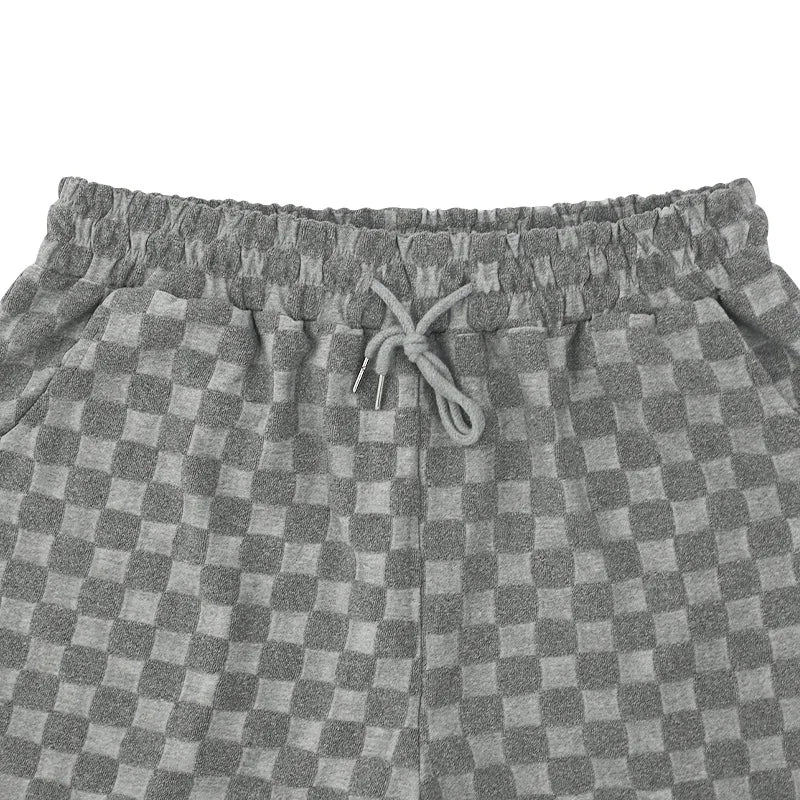 Men's Oversized Chessboard Plaid Shirt & Shorts Set – Loose Summer Leisure 2-Piece