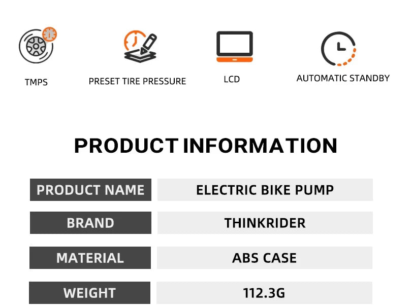 ThinkRider Pocket Bike Tire Pump with Digital Display
