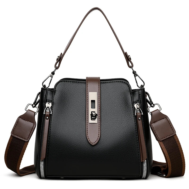 Luxury PU Leather Casual Tote Shoulder Bag – Designer Crossbody Handbag for Women
